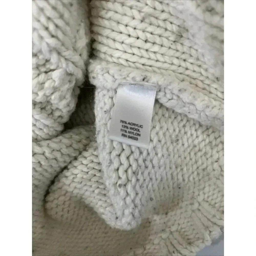 Banana Republic Sweater‎ Women M Cream Heritage Cable Knit Wool Blend Crew Neck